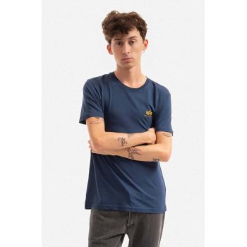 Alpha Industries tricou din bumbac Basic T Small Logo bărbați, culoarea bleumarin, cu imprimeu 188505.435-navy