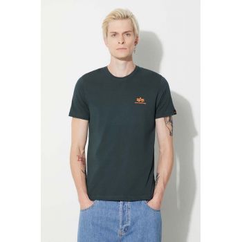 Alpha Industries tricou din bumbac Basic T Small Logo bărbați, culoarea turcoaz, uni 188505.353