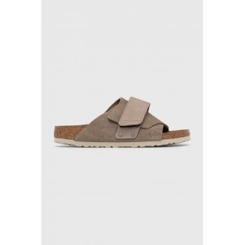 Birkenstock papuci din piele femei, culoarea gri 1015573