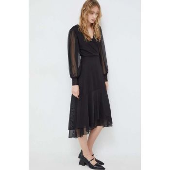 Bruuns Bazaar rochie culoarea negru, midi, evazati