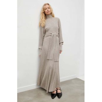 By Malene Birger rochie din lana culoarea bej, maxi, evazati