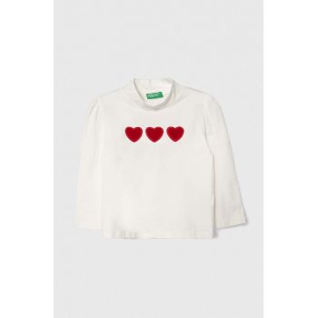 United Colors of Benetton longsleeve copii culoarea alb, cu turtleneck