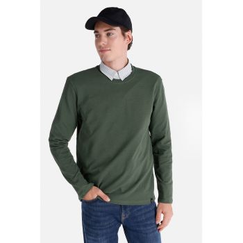 Bluza regular fit cu decolteu la baza gatului