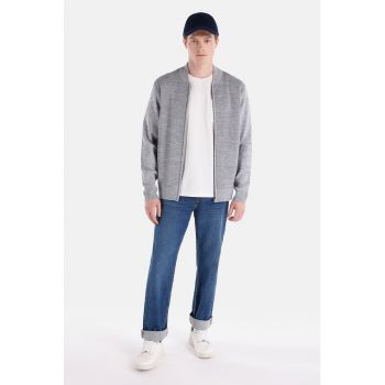 Cardigan regular fit cu fermoar