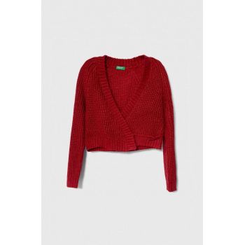 United Colors of Benetton cardigan copii culoarea rosu