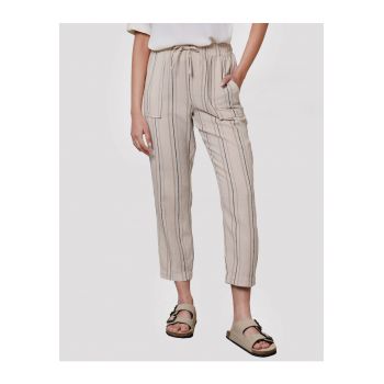 Pantaloni crop din amestec de in Rosewood 7445