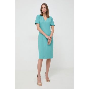 BOSS rochie culoarea verde, mini, mulată 50490044