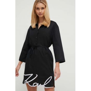 Karl Lagerfeld rochie de plajă din bumbac culoarea negru