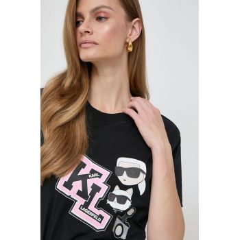 Karl Lagerfeld tricou din bumbac femei, culoarea negru