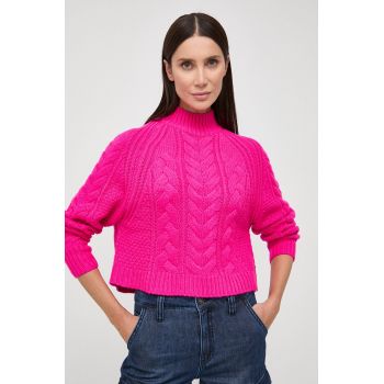 Morgan pulover din amestec de lana femei, culoarea roz, cu turtleneck