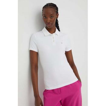 Tommy Jeans tricou polo femei, culoarea bej DW0DW17220