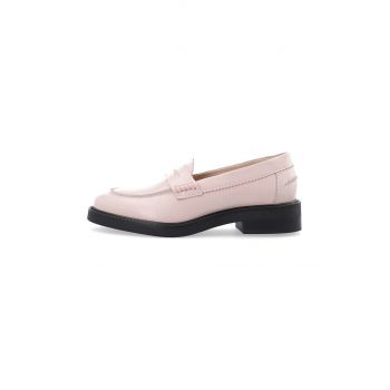 Bianco mocasini de piele BIAALMA femei, culoarea roz, cu toc plat, 11250989