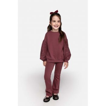 Coccodrillo leggins copii culoarea bordo, neted