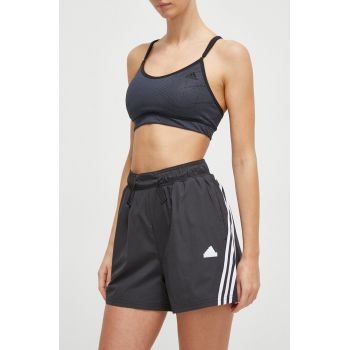 adidas pantaloni scurți femei, culoarea negru, cu imprimeu, high waist IP1568 ieftini