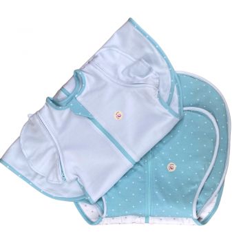 Set 3 saci de dormit Swaddle First Sleep Calm Star Calm Light 1 tog Coral Blue 0.5 tog