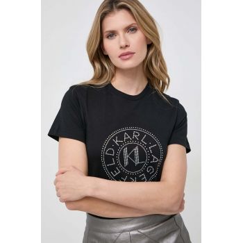 Karl Lagerfeld tricou din bumbac femei, culoarea negru