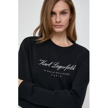 Karl Lagerfeld bluza femei, culoarea negru, cu imprimeu