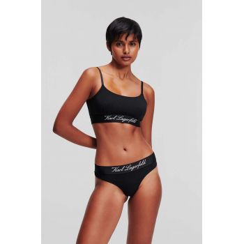 Karl Lagerfeld sutien culoarea negru, bumbac, neted