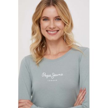 Pepe Jeans longsleeve femei, culoarea verde