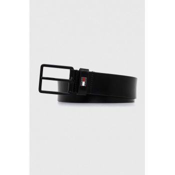 Tommy Jeans curea de piele bărbați, culoarea negru AM0AM12046