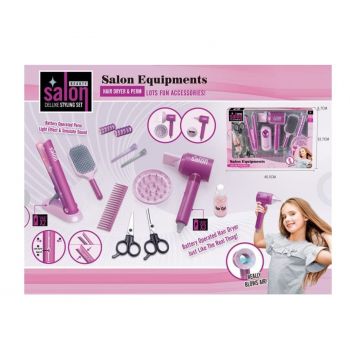 Set de jucarii, infrumusetare si coafura pentru fetite, Salon Beauty, cu Feon , Placa de par si alte accesorii