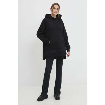 Answear Lab bluza femei, culoarea negru, cu glugă, neted