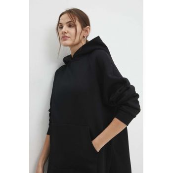 Answear Lab bluza femei, culoarea negru, cu glugă, neted