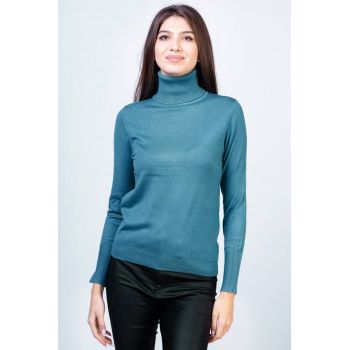 Helanca pulover, masura mare, cu cashmere, albastru turcoaz