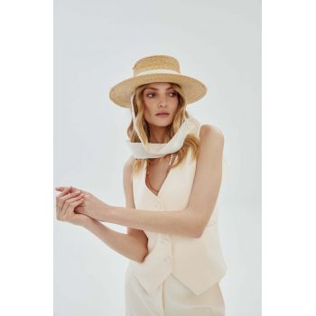 LE SH KA headwear palarie White Canotier culoarea bej