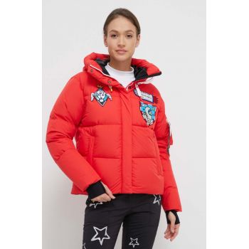 Rossignol geaca de puf x JCC femei, culoarea rosu, de iarna, oversize la reducere