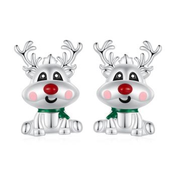 Cercei din argint Cute Reindeer