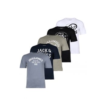 Set de tricouri cu imprimeu logo Leogra - 5 piese ieftin