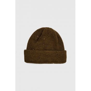 Universal Works căciulă de lână Short Watch Cap culoarea verde, de lână, din tesatura unia, 29351