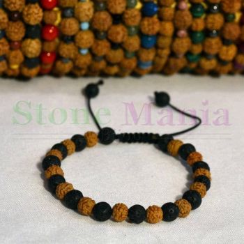 Bratara rudraksha 6mm si roca vulcanica 6mm ieftina