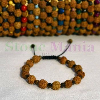 Bratara rudraksha 8mm si ochi de tigru 4mm