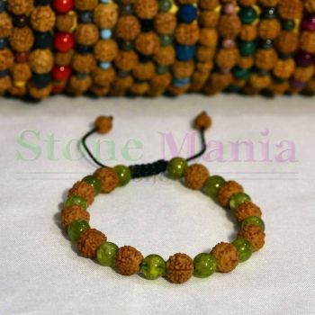 Bratara rudraksha 8mm si peridot olivina 6mm