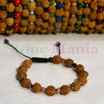 Bratara rudraksha 8mm si rodonit 4mm ieftina