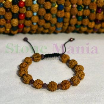 Bratara rudraksha 8mm si rubin fatetat 4mm