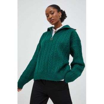 Answear Lab pulover femei, culoarea verde, cu turtleneck