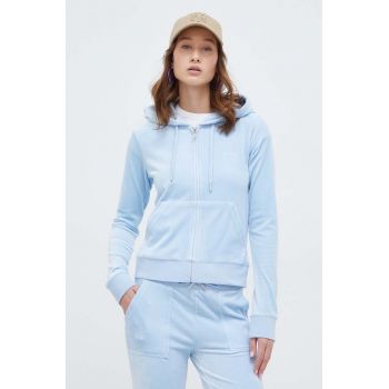 Juicy Couture bluză din velur cu glugă, cu imprimeu