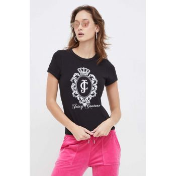 Juicy Couture tricou femei, culoarea negru