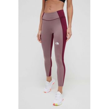 The North Face leggins de antrenament culoarea violet, neted