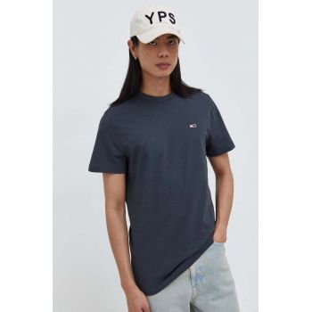 Tommy Jeans tricou din bumbac bărbați, culoarea gri, uni DM0DM09598