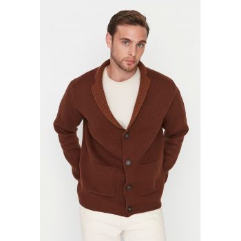 Cardigan din tricot cu revere decupate