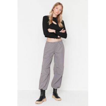 Pantaloni relaxed fit cu talie joasa