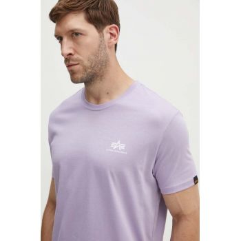 Alpha Industries tricou din bumbac culoarea violet, cu imprimeu