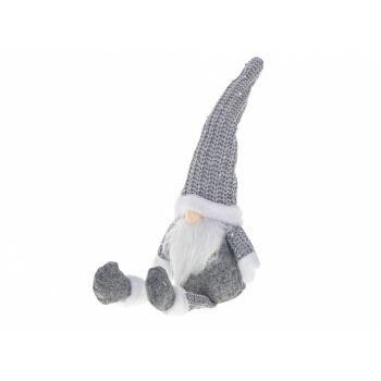 Decoratiune Pitic de Craciun cu barba Grey 47 cm