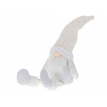 Decoratiune Pitic de Craciun cu barba White 47 cm