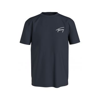 Tricou cu decolteu la baza gatului si logo pe piept Signature