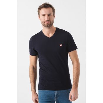 Tricou slim fit cu decolteu in V